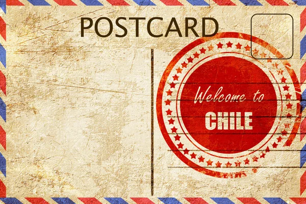 Vintage briefkaart Welkom naar Chili — Stockfoto