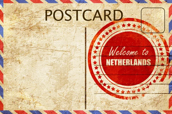 Cartão postal vintage Bem-vindo às terras baixas — Fotografia de Stock