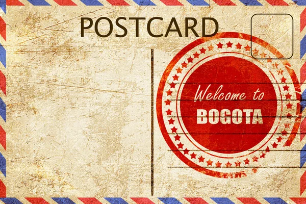 Vintage briefkaart Welkom naar bogota — Stockfoto