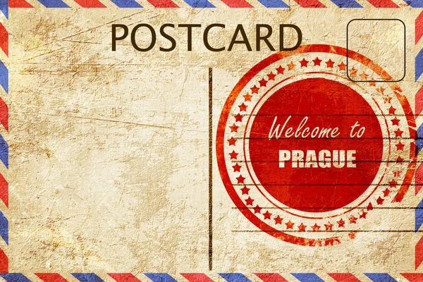 Postal Vintage Bienvenido a prague — Foto de Stock