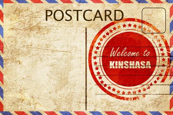 Vintage καρτ-ποστάλ Καλώς ήρθατε στην Κινσάσα — Φωτογραφία Αρχείου