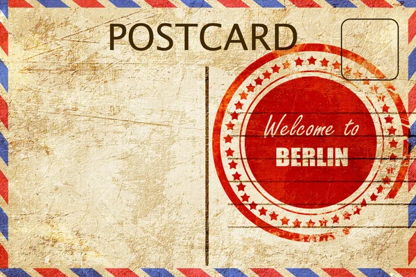 Винтажная открытка Добро пожаловать в Берлин — стоковое фото