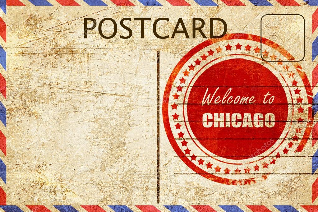 Vintage postcard Welcome to chicago — Stock Photo © ellandar #104321836