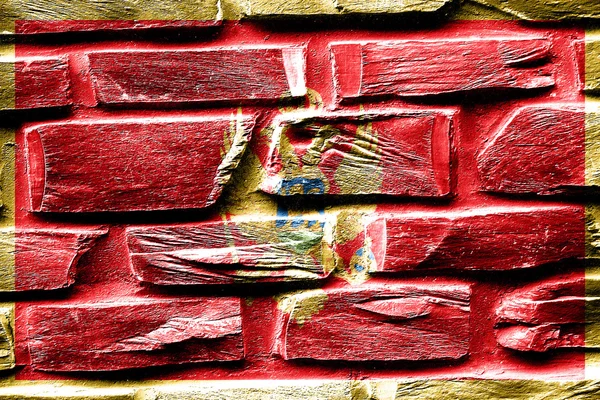 Brick wall Montenegro flag with some cracks and vintage look — Stock Photo, Image