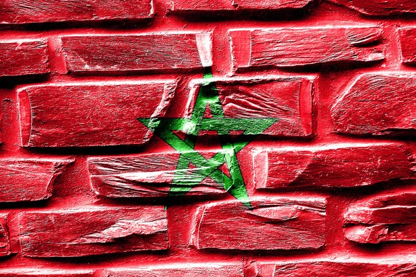 Brick wall Morocco flag with some cracks and vintage look — Stock Photo, Image
