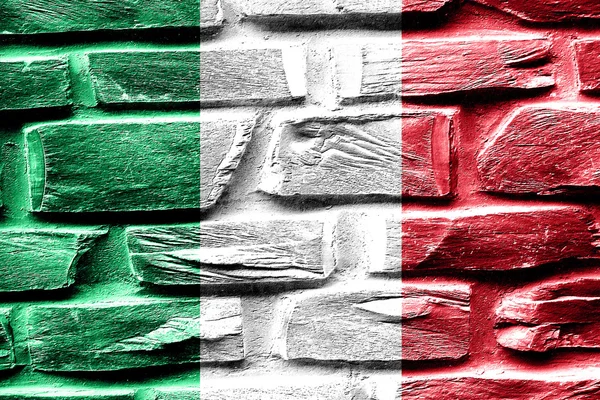 Muro de ladrillo Bandera de Italia con algunas grietas y aspecto vintage —  Fotos de Stock