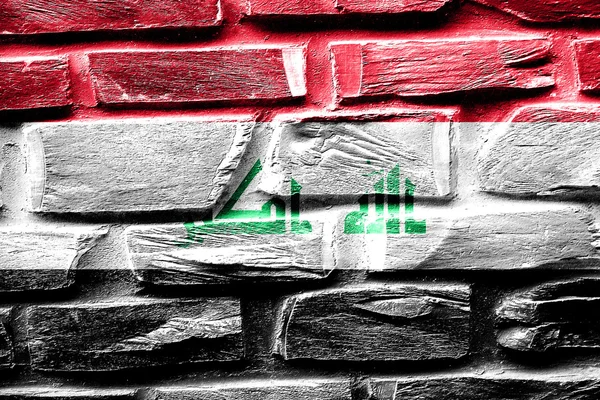 Tuğla duvar Irak bayrağı bazı çatlaklar ve vintage bir görünüm — Stok fotoğraf
