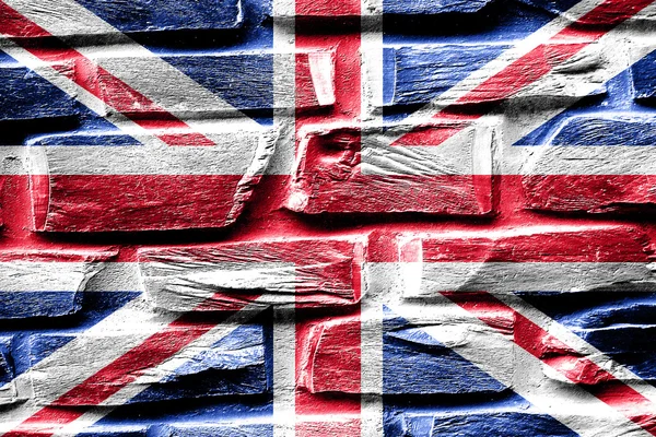 Brick wall Great britain flag with some cracks and vintage look — Stock Photo, Image