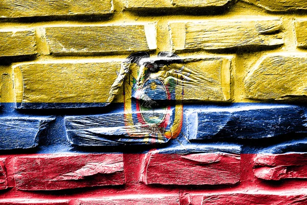 Brick wall Ecuador flag with some cracks and vintage look — Stock Photo, Image