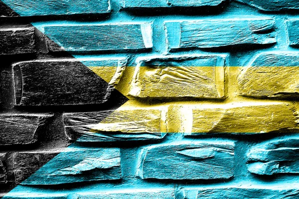 Mur de brique drapeau des Bahamas avec quelques fissures et look vintage — Photo