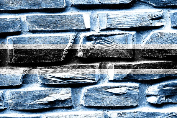 Brick wall Botswana flag with some cracks and vintage look — Stock Photo, Image