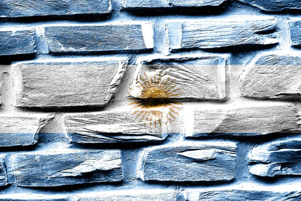 Brick wall Argentina flag with some cracks and vintage look — Stock Photo, Image