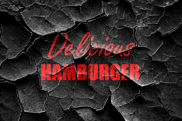 Grunge gebarsten heerlijke hamburger teken — Stockfoto