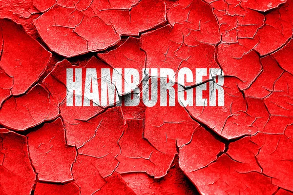Grunge gebarsten heerlijke hamburger teken — Stockfoto