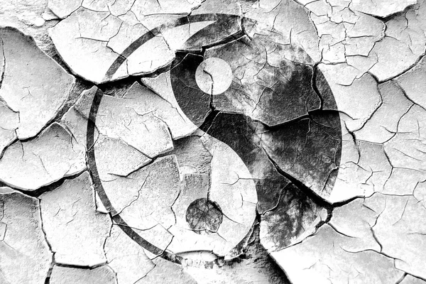 Grunge cracking simbolo Ying yang — Foto Stock