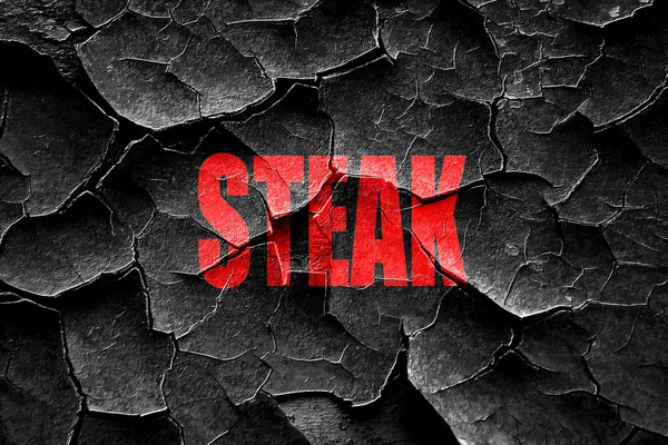 グランジひびの入った美味しいステーキ記号 — ストック写真