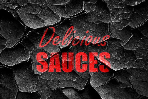 Grunge gebarsten heerlijke sauzen teken — Stockfoto