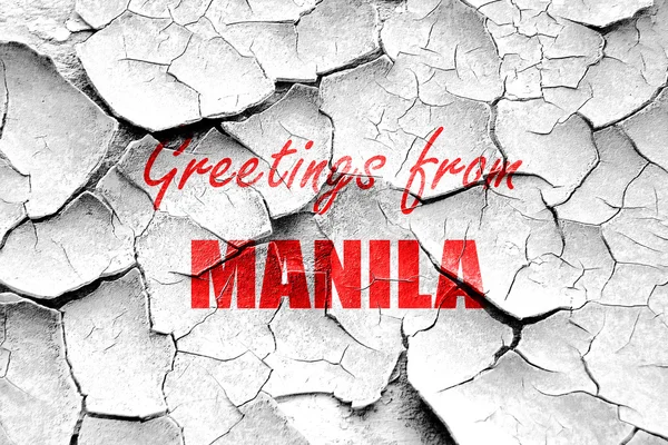 Grunge knäckt hälsningar från manila — Stockfoto