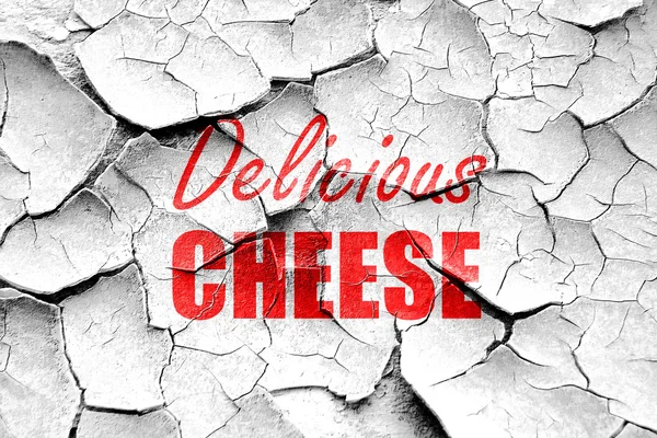 Grunge agrietado Delicioso signo de queso —  Fotos de Stock