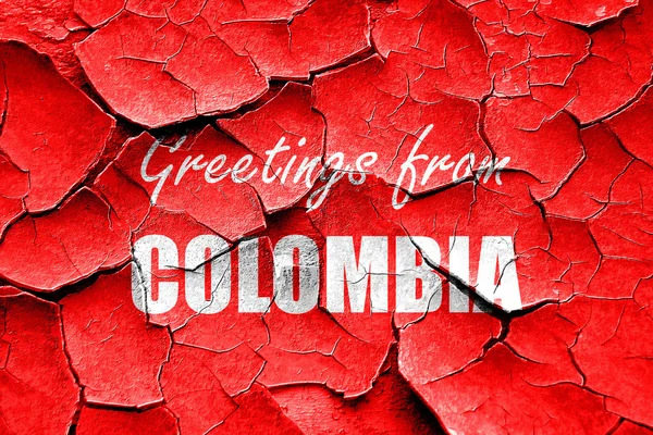 Grunge cracked Greetings from colombia — Stock Photo, Image