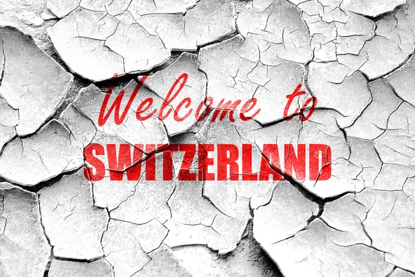 Grunge ραγισμένα Καλώς ήρθατε στην Ελβετία — Φωτογραφία Αρχείου
