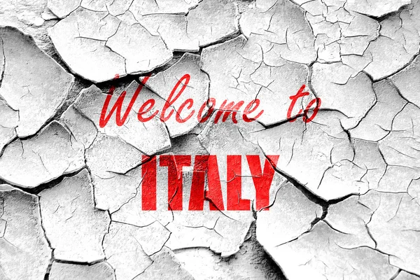 Grunge geknackt Willkommen in Italien — Stockfoto