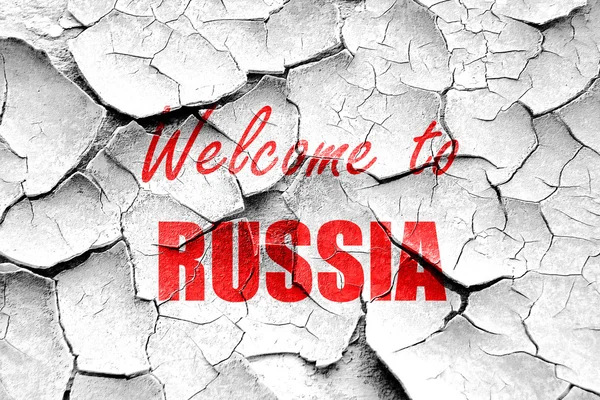 Grunge agrietado Bienvenido a Rusia — Foto de Stock