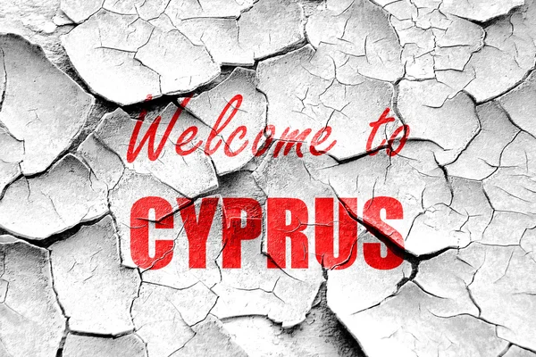 Grunge agrietado Bienvenido a cyprus — Foto de Stock