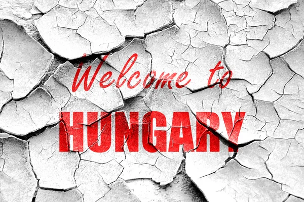 Grunge knäckt Välkommen till Ungern — Stockfoto