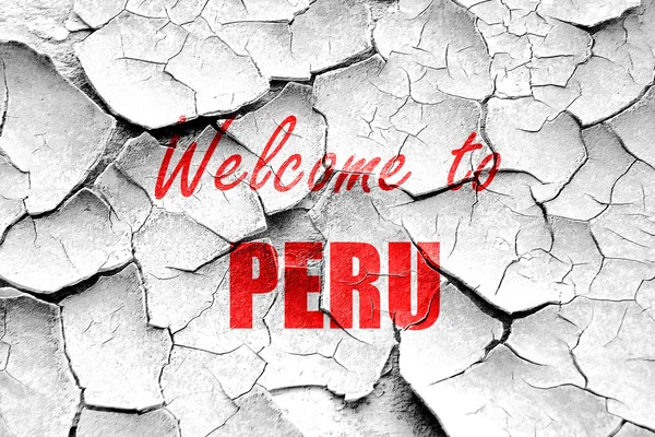 Grunge knäckt Välkommen till peru — Stockfoto