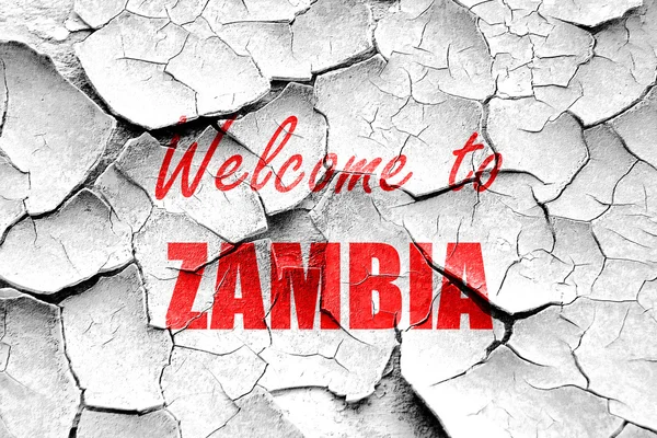 Grunge rachado Bem-vindo à Zâmbia — Fotografia de Stock