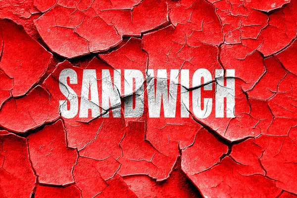 Grunge gebarsten heerlijke sandwich teken — Stockfoto