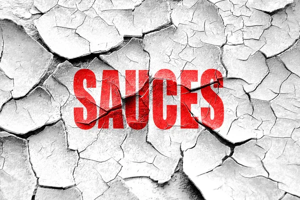 Grunge gebarsten heerlijke sauzen teken — Stockfoto