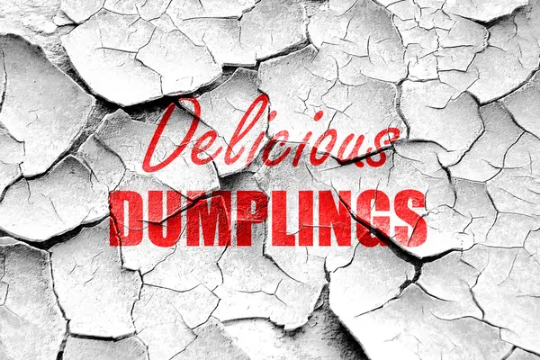 Grunge gebarsten heerlijke dumplings teken — Stockfoto