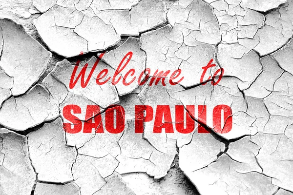Grunge ραγισμένα καλωσόρισμα προς Σάο Πάολο — Φωτογραφία Αρχείου