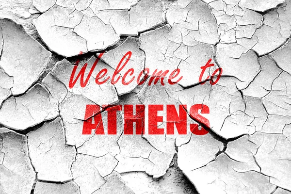 Grunge popraskané Vítejte v Aténách — Stock fotografie