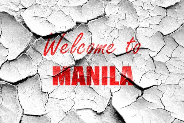 Grunge knäckt Välkommen till manila — Stockfoto