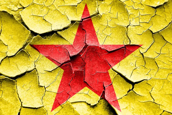 Grunge ραγισμένα κομμουνιστικό πινακίδα με κόκκινα και κίτρινα χρώματα — Φωτογραφία Αρχείου