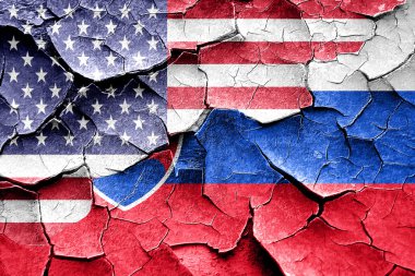 Grunge Slovakya bayrağı ile Amerikan bayrağı birleştirme