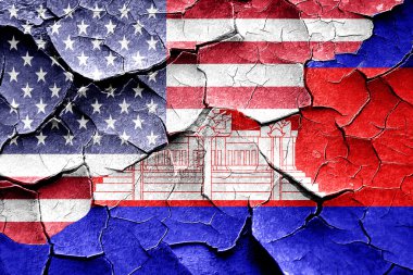 Grunge Kamboçya bayrağı ile Amerikan bayrağı birleştirme