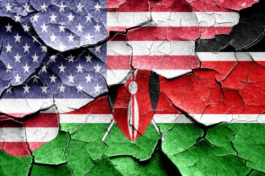 Grunge Kenya bayrak Amerikan bayrağı kombinasyonu ile