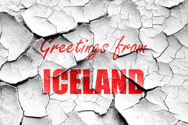 Grunge cracking Saluti da iceland — Foto Stock