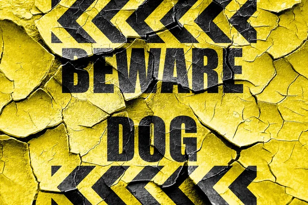Grunge agrietado Cuidado con el signo de perro —  Fotos de Stock