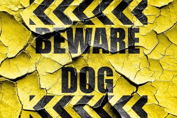 Grunge cracked Beware of dog sign — Stock Photo, Image