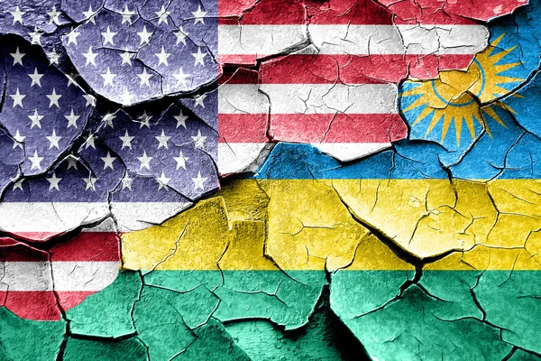 Vlajka Rwandy grunge s americkou vlajkou kombinace — Stock fotografie