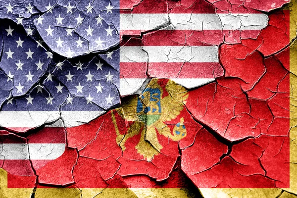 Flaga Czarnogóry grunge z amerykańską flagę połączenie — Zdjęcie stockowe