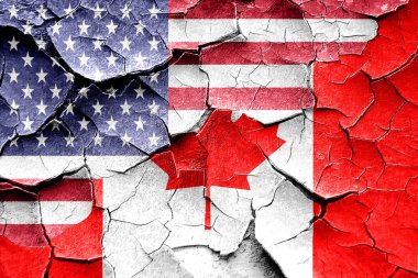 Grunge Kanada bayrağı ile Amerikan bayrağı birleştirme
