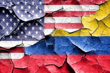 Grunge Kolombiya bayrak Amerikan bayrağı kombinasyonu ile