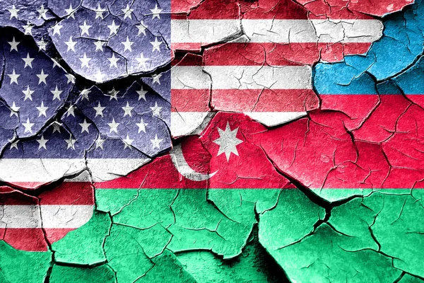 Grunge Azerbaijan bandiera con combinazione di bandiera americana — Foto Stock