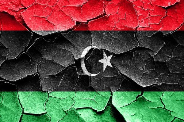 Vlajka Libye grunge s některými praskliny a retro vzhled — Stock fotografie